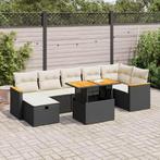 vidaXL 5-delige Loungeset met kussens poly rattan zwart, Verzenden, Nieuw, Rotan, Loungeset