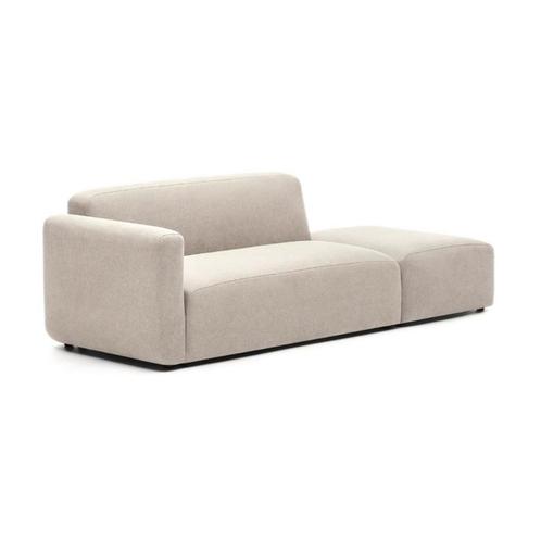*WOONWINKEL* Kave Home Neom Rechte Bank Met Hocker Beige, Huis en Inrichting, Banken | Bankstellen, Nieuw, Verzenden