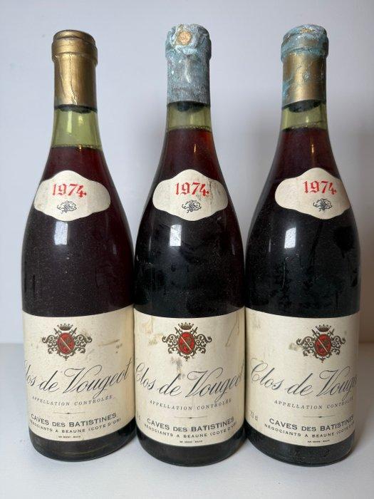 1974 Caves des Batistines - Clos Vougeot Grand Cru - 3, Verzamelen, Wijnen