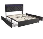 Modern Tweepersoonsbed  Linnen Bekleding, 4Lades, LED en USB, Huis en Inrichting, Slaapkamer | Bedden, Verzenden, Nieuw