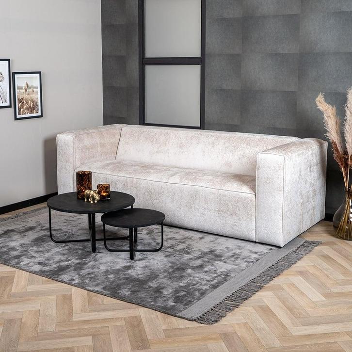 40% Korting: 3-zits bank Memphis stof chenille wit/beige, Huis en Inrichting, Banken | Bankstellen, Zo goed als nieuw, Stof, Ophalen