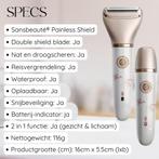 2-in-1 Ladyshave + 2 Extra Scheerkoppen - Gezicht - Oksels -, Ophalen of Verzenden, Zo goed als nieuw
