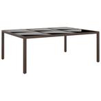 vidaXL Tuintafel met glazen blad 200x150x75 cm rattan bruin, Verzenden, Nieuw