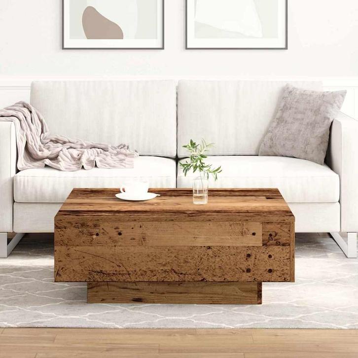 vidaXL Salontafel Oud hout 80 x 80 x 31 cm Bewerkt hout, Huis en Inrichting, Tafels | Salontafels, Nieuw, 50 tot 100 cm, Minder dan 50 cm