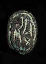 Fenicisch Brons Scarabvormig zegel met mensfiguur (Zonder, Antiek en Kunst