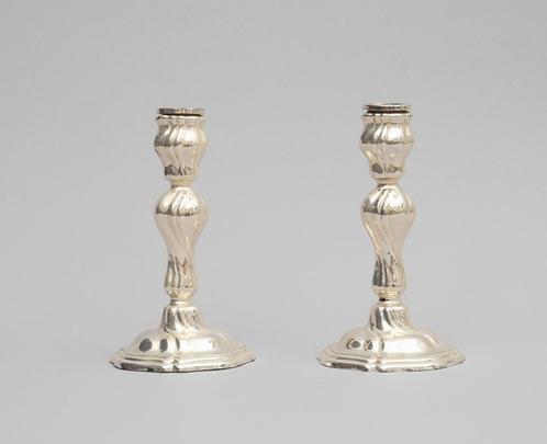 Twee zilveren kandelaars. Duitsland eind 19e eeuw., Antiek en Kunst, Antiek | Goud en Zilver