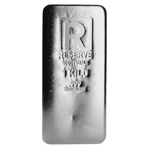 1 kilogram - Zilver - .9999 - Scottsdale Reserve Cast Bar, Postzegels en Munten, Edelmetalen en Baren