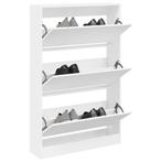 vidaXL Schoenenkast 80x21x125,5 cm bewerkt hout wit, Huis en Inrichting, Verzenden, Nieuw