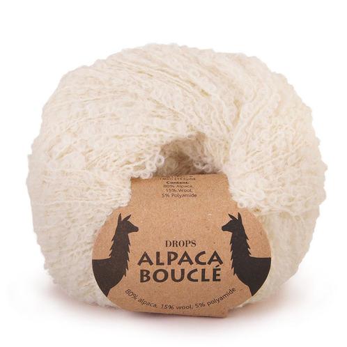 DROPS Alpaca Bouclé Uni Colour - 0100 naturel - Wol Garen, Hobby en Vrije tijd, Breien en Haken, Ophalen of Verzenden