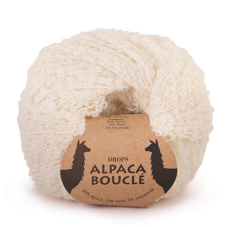 DROPS Alpaca Bouclé Uni Colour - 0100 naturel - Wol Garen, Hobby en Vrije tijd, Breien en Haken, Ophalen of Verzenden