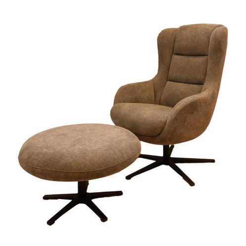 Relaxfauteuil Gino met hocker in groen stof, 25% korting, Huis en Inrichting, Fauteuils, Minder dan 75 cm, Nieuw, 50 tot 75 cm