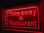 OPEN & take away neon bord lamp LED  verlichting reclame lic, Verzamelen, Verzenden, Nieuw
