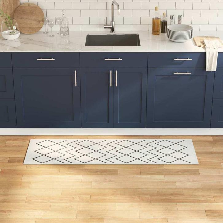 vidaXL Keuken Vloerkleed Wit 150 x 45 cm Fluweel, Tuin en Terras, Deurmatten, Nieuw, Verzenden