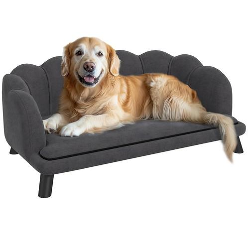 TRUUSK Luxe Hondenbank Met Rugleuning Houten Poten Donkergri, Dieren en Toebehoren, Honden-accessoires, Nieuw, Verzenden