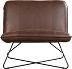 Bruine leren industriële fauteuils zonder armleuning - Vint, Huis en Inrichting, Nieuw, Ophalen of Verzenden, 75 tot 100 cm, Leer