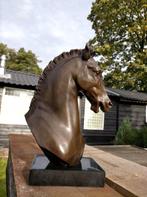 Beeld, horsehead - 34 cm - brons marmer, Antiek en Kunst