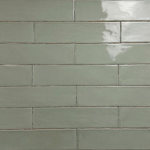 Wandtegel langwerpige witjes sage groen glans 7,5x30 life, Doe-het-zelf en Verbouw, Tegels, Wandtegels, Nieuw, 10 m² of meer, Keramiek