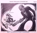 Spotprent met Mussolini en van Blokland (lijst optie), Antiek en Kunst, Verzenden