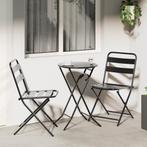 vidaXL 3-delige Opvouwbare Bistro Set - Anthraciet Staal, Tuin en Terras, Tuinsets en Loungesets, Verzenden, Nieuw, Overige materialen