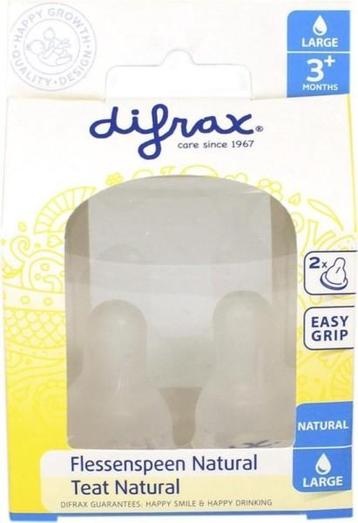 Difrax Flesspeen Natural large - 2 stuks