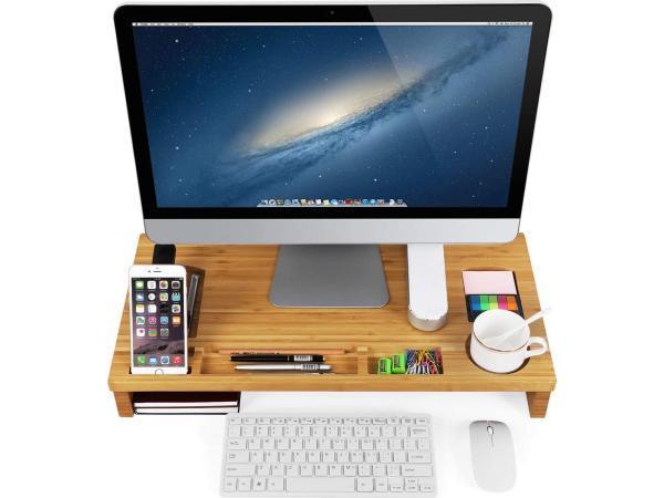 Veiling - iBella Living monitor standaard organizer bamboe, Diversen, Bureau-accessoires