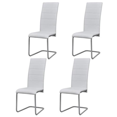 Eetkamerstoelen Wit Kunstleer (4 stuks) - OP=OP Tweedekansje, Huis en Inrichting, Stoelen, Vier, Wit, Nieuw, Ophalen of Verzenden