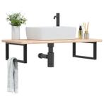 vidaXL Badkamer wandschap staal en massief eikenhout, Huis en Inrichting, Tafels | Kaptafels, Verzenden, Nieuw