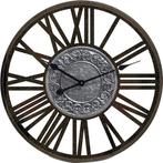 Black Wooden Wall Clock Metal Insigne Dia60*4.5cm, Nieuw, Verzenden