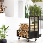 TRUUSK Brandhoutrek met Wielen en Accessoires - 48 x 30 x 76, Huis en Inrichting, Verzenden, Nieuw