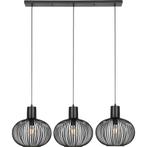 Zwarte Metalen LED Hanglamp Trion Alia - 3-Lichts, E27 Fitti, Ophalen of Verzenden, Nieuw