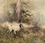 Europese school (XX) - Hunting dog, in a landscape, Antiek en Kunst
