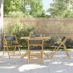 vidaXL 5-delige Bistroset inklapbaar met kussens bamboe, Tuin en Terras, Tuinsets en Loungesets, Verzenden, Nieuw, Hout