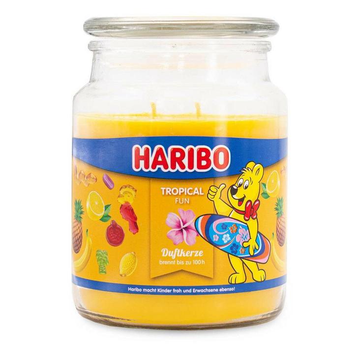 Haribo - Tropical Fun - grote geurkaars - 510 gram, Huis en Inrichting, Woonaccessoires | Kandelaars en Kaarsen, Verzenden