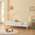 Kinderbed Ydre huisbed met bedbodem 90x200 cm wit [en.casa], Verzenden, Nieuw