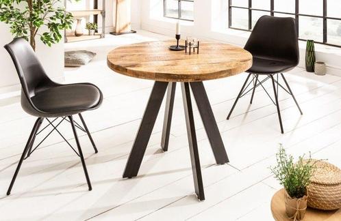 Massieve eettafel IRON CRAFT 80cm rond naturel mangohout -, Huis en Inrichting, Tafels | Eettafels, Ophalen of Verzenden