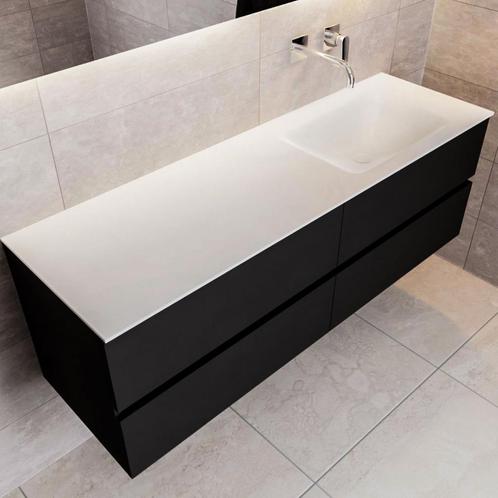 Badkamermeubel Solid Surface BWS Oslo 150x45 cm Mat Zwart, Doe-het-zelf en Verbouw, Sanitair, Bad, Nieuw, Ophalen of Verzenden