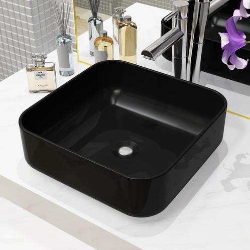 vidaXL Wastafel vierkant 38x38x13,5 cm keramiek zwart, Doe-het-zelf en Verbouw, Sanitair, Nieuw, Verzenden