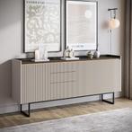Meubella | Dressoir beige 192cm | Opbergkast met led, Verzenden, 150 tot 200 cm, Nieuw, Modern