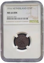 Koningin Wilhelmina 1 cent 1916 MS64 Brown NGC, Losse munt, Verzenden