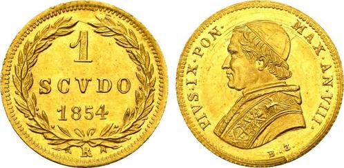 1 Scudo Rom 1854 Vatikan: Pius Ix, 1846-1878:, Postzegels en Munten, Munten | Europa | Niet-Euromunten, Verzenden