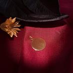 Gouden graveerplaatje rond (kettinghanger, gouden hanger), Sieraden, Tassen en Uiterlijk, Bedels, Ophalen of Verzenden, Gebruikt