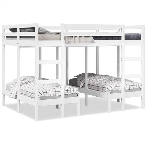 vidaXL Stapelbed 3-voudig grenenhout wit 140x200/70x140 cm, Huis en Inrichting, Slaapkamer | Bedden, 140 cm, 200 cm, Wit, Tweepersoons
