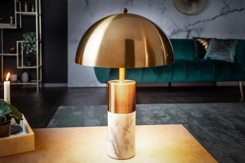 Elegante tafellamp BURLESQUE 52cm goud met wit marmeren voet, Huis en Inrichting, Lampen | Tafellampen, Ophalen of Verzenden