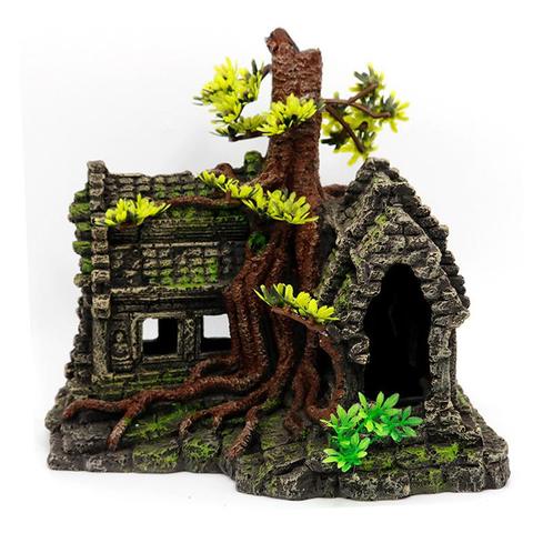 Ruïne met boom 21cm/ Aquariumdecoratie As-155, Dieren en Toebehoren, Vissen | Aquaria en Toebehoren, Nieuw, Verzenden