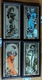 Wandspiegel - Glas, Hout - De vier seizoenen - gebaseerd op