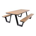 Picknickset Arezzo rechthoekig - teaklook picknicktafel voor, Ophalen of Verzenden, Nieuw, Rechthoekig, Aluminium