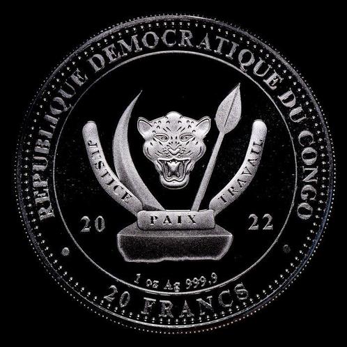 Congo. 20 Francs 2022 Worlds Wildlife - The Bear, 1 Oz, Postzegels en Munten, Munten | Europa | Niet-Euromunten
