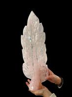 sculptuur, Feuille sculptée en quartz rose - 54 cm -