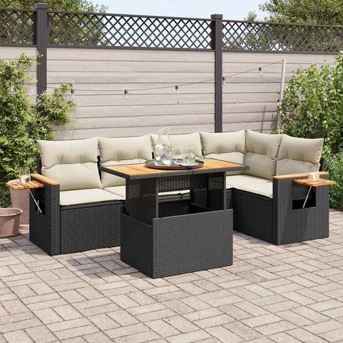 vidaXL 6-delige Loungeset met kussens poly rattan acacia, Tuin en Terras, Tuinsets en Loungesets, Loungeset, Nieuw, Rotan, Verzenden
