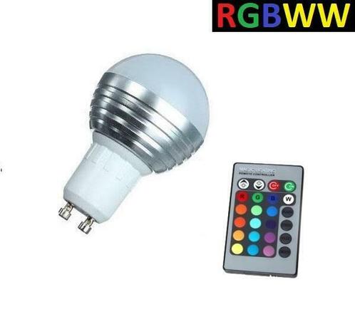 LED Bollamp RGB + Warm Wit - 5 Watt - GU10, Huis en Inrichting, Lampen | Losse lampen, Nieuw, Ophalen of Verzenden